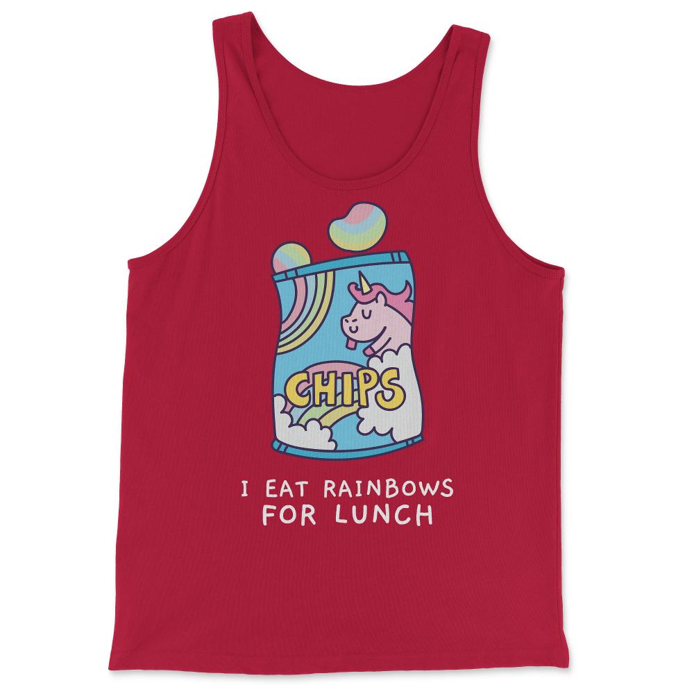 I Eat Rainbows for Lunch Unicorn Chips - Tank Top - Red