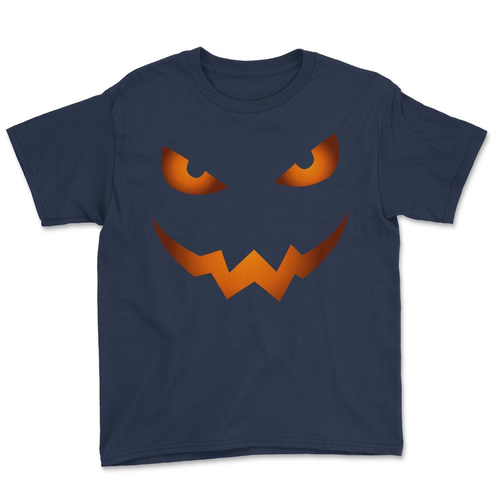 Scary Jack O Lantern Pumpkin Face Halloween Costume - Youth Tee - Navy