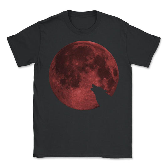 Wolf Howling Blood Moon - Unisex T-Shirt - Black