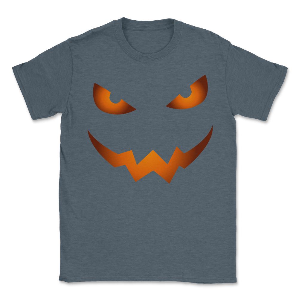 Scary Jack O Lantern Pumpkin Face Halloween Costume - Unisex T-Shirt - Dark Grey Heather