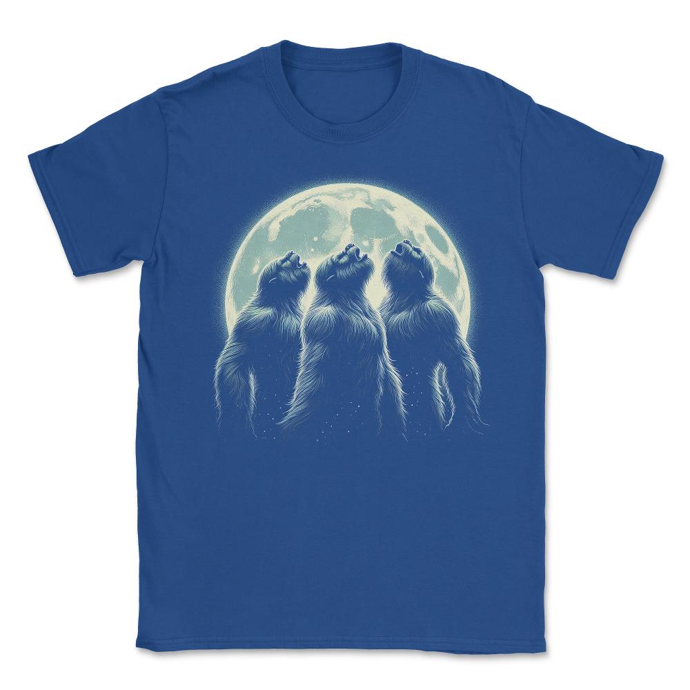 Three Sasquatch Howling Moon - Unisex T-Shirt - Royal Blue