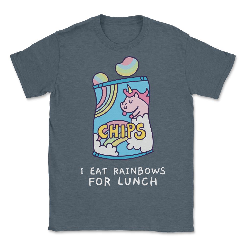 I Eat Rainbows for Lunch Unicorn Chips - Unisex T-Shirt - Dark Grey Heather
