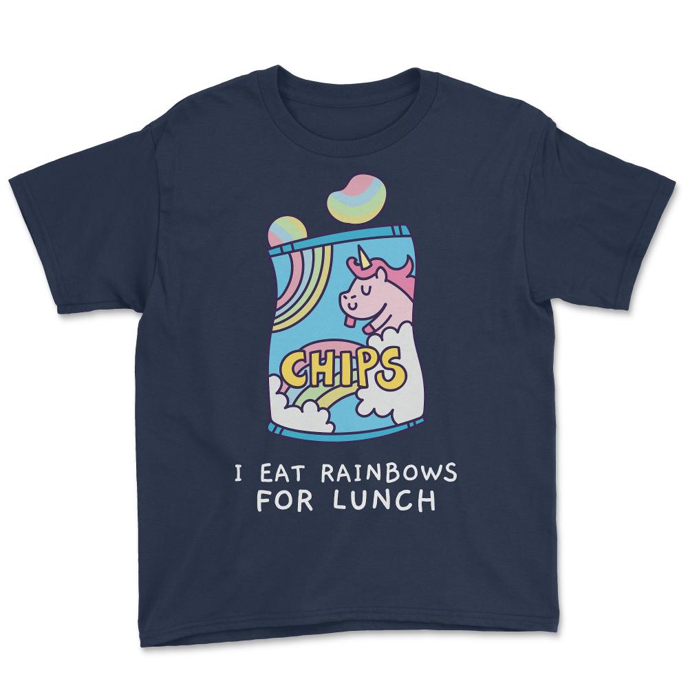 I Eat Rainbows for Lunch Unicorn Chips - Youth Tee - Navy