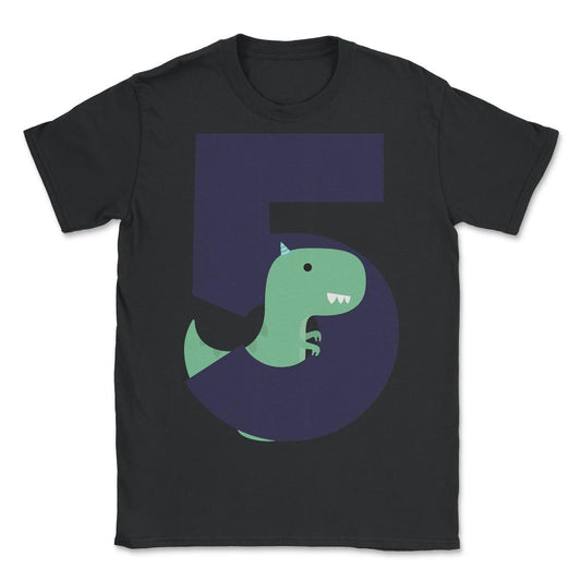 5 Fifth Birthday T-Rex Dinosaur - Unisex T-Shirt - Black