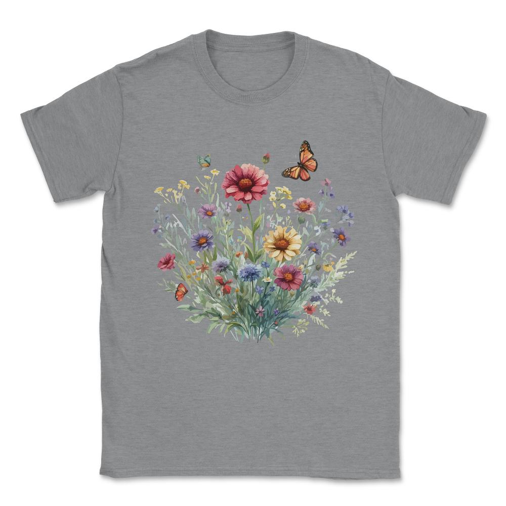 Boho Flower Garden Vintage Floral Wildflowers Unisex T-Shirt - Grey Heather