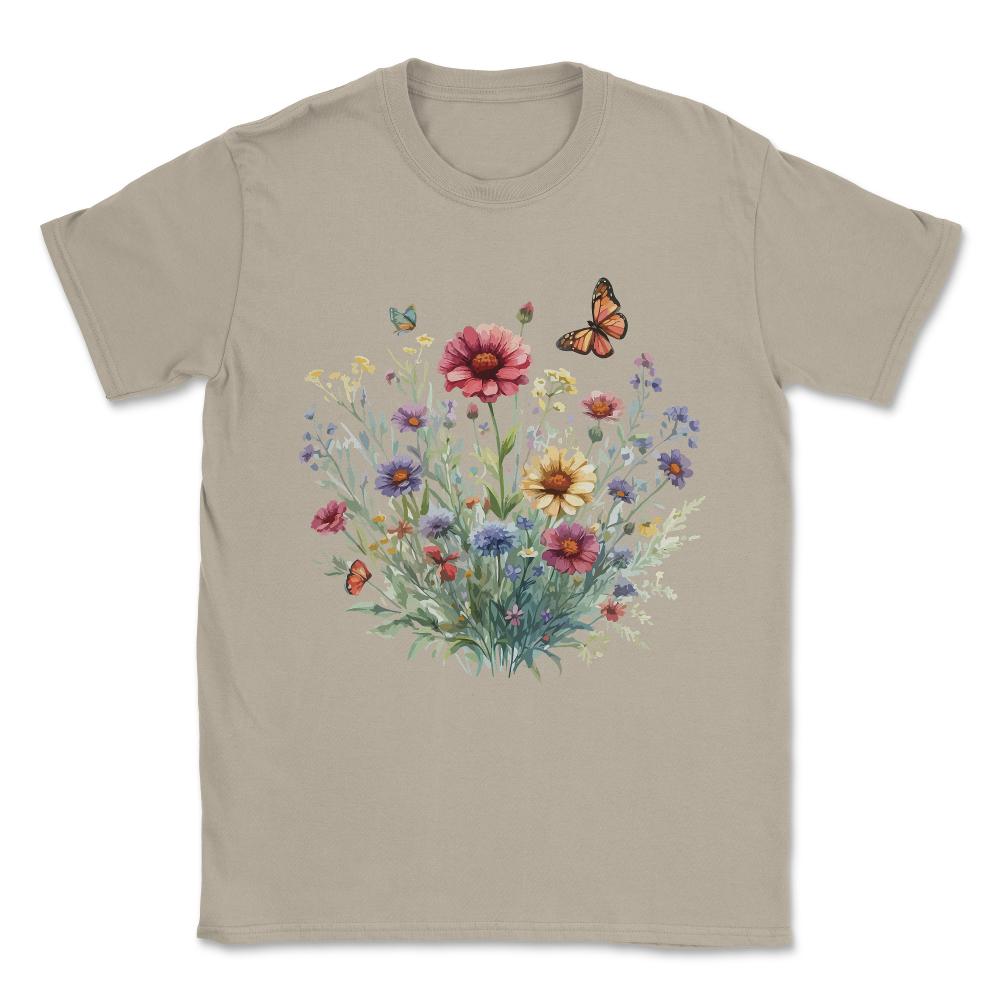 Boho Flower Garden Vintage Floral Wildflowers Unisex T-Shirt - Cream