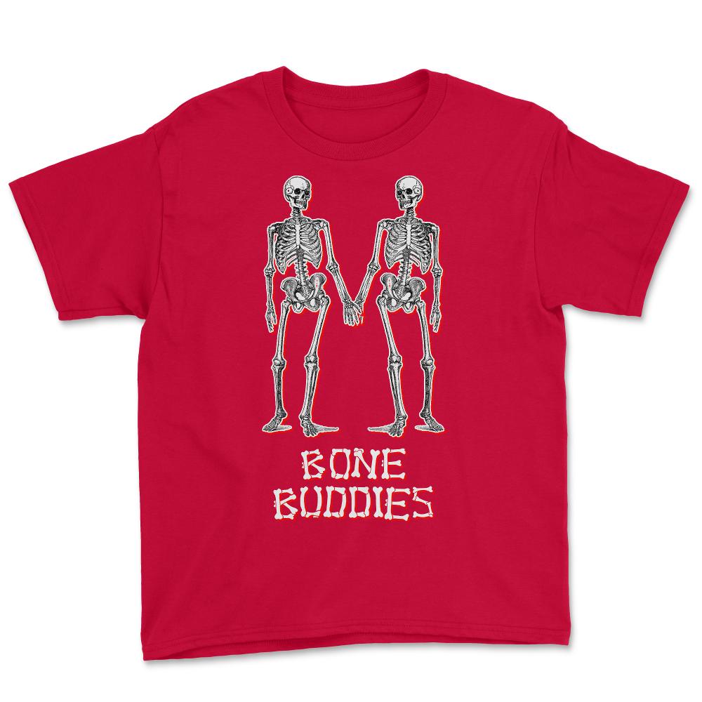 Bone Buddies Funny Skeleton - Youth Tee - Red