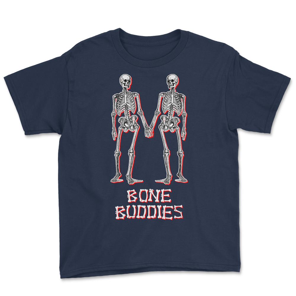 Bone Buddies Funny Skeleton - Youth Tee - Navy