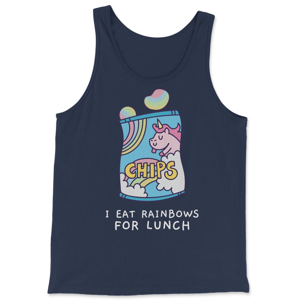 I Eat Rainbows for Lunch Unicorn Chips - Tank Top - Navy