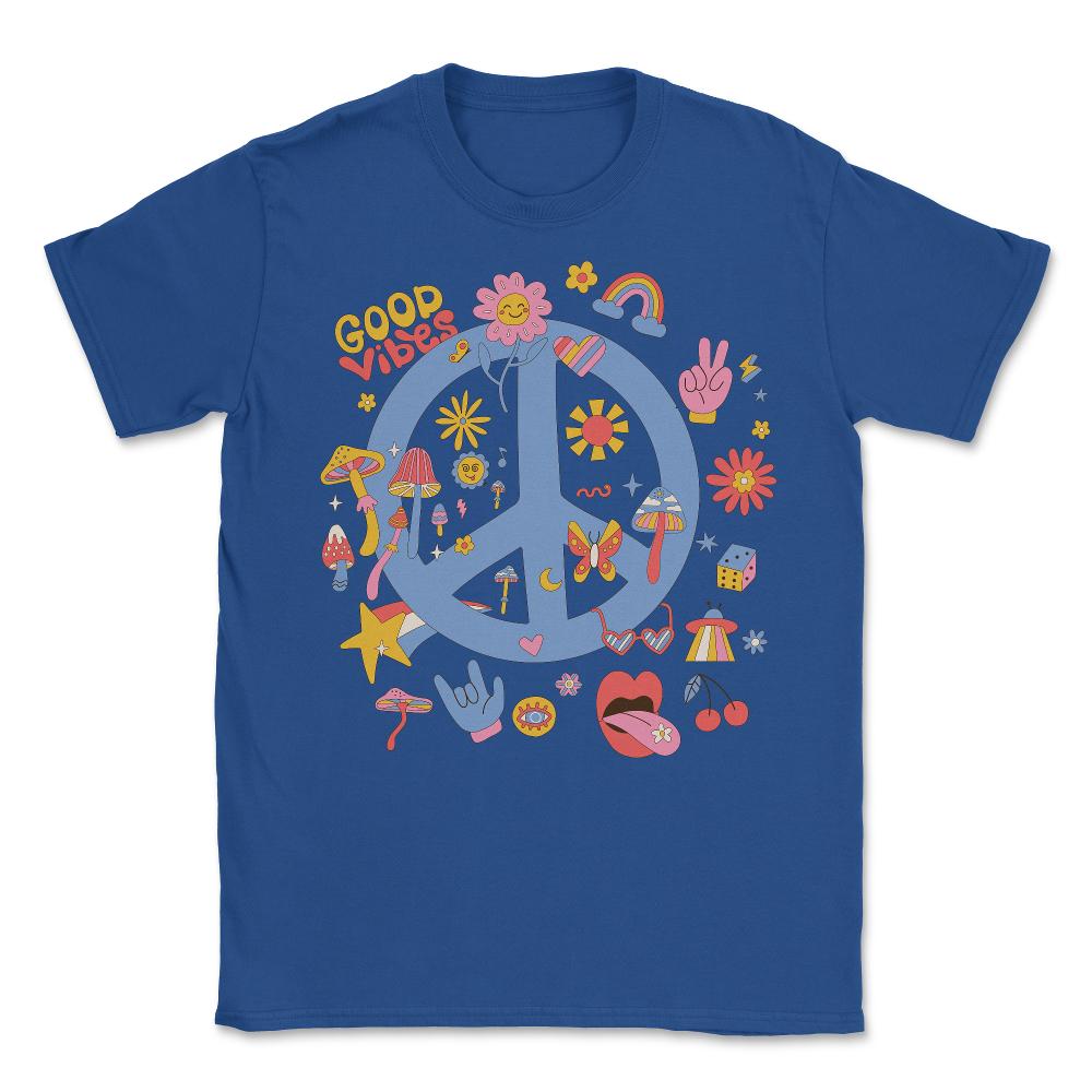 Retro Boho Peace Sign - Unisex T-Shirt - Royal Blue