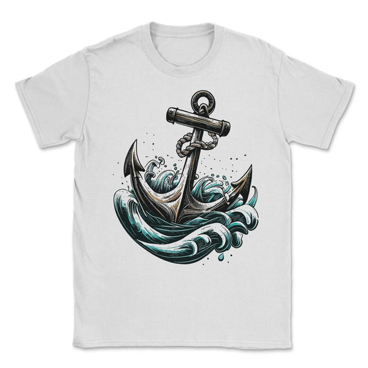 Nautical Retro Ship Anchor Unisex T-Shirt - White