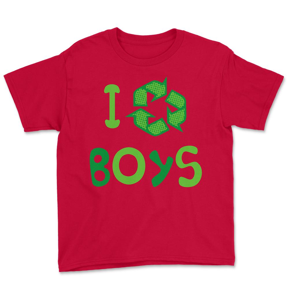 I Recycle Boys Funny Cute - Youth Tee - Red