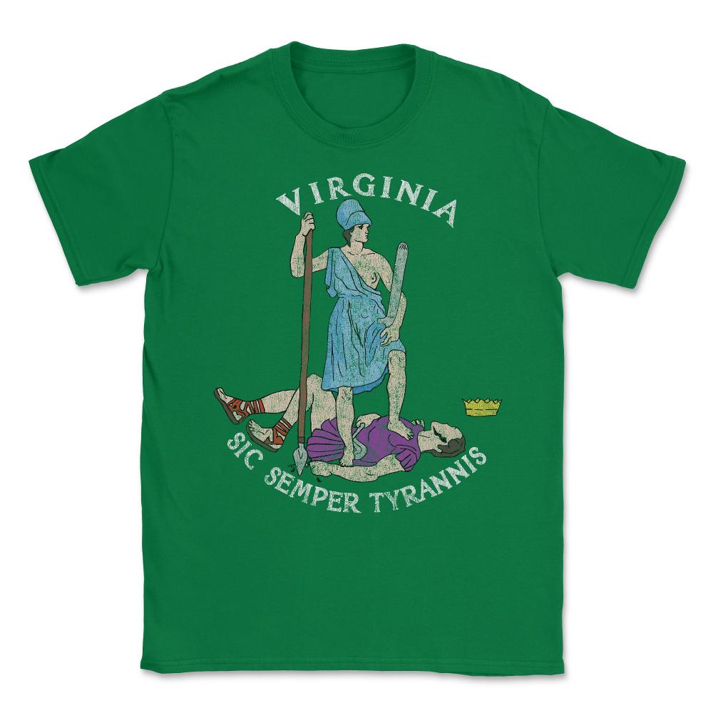 Vintage Seal of Virginia Sic Semper Tyrannis Unisex T-Shirt - Green