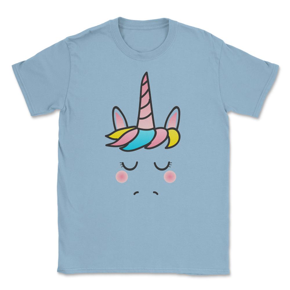 Cute Unicorn Face Unisex T-Shirt - Light Blue