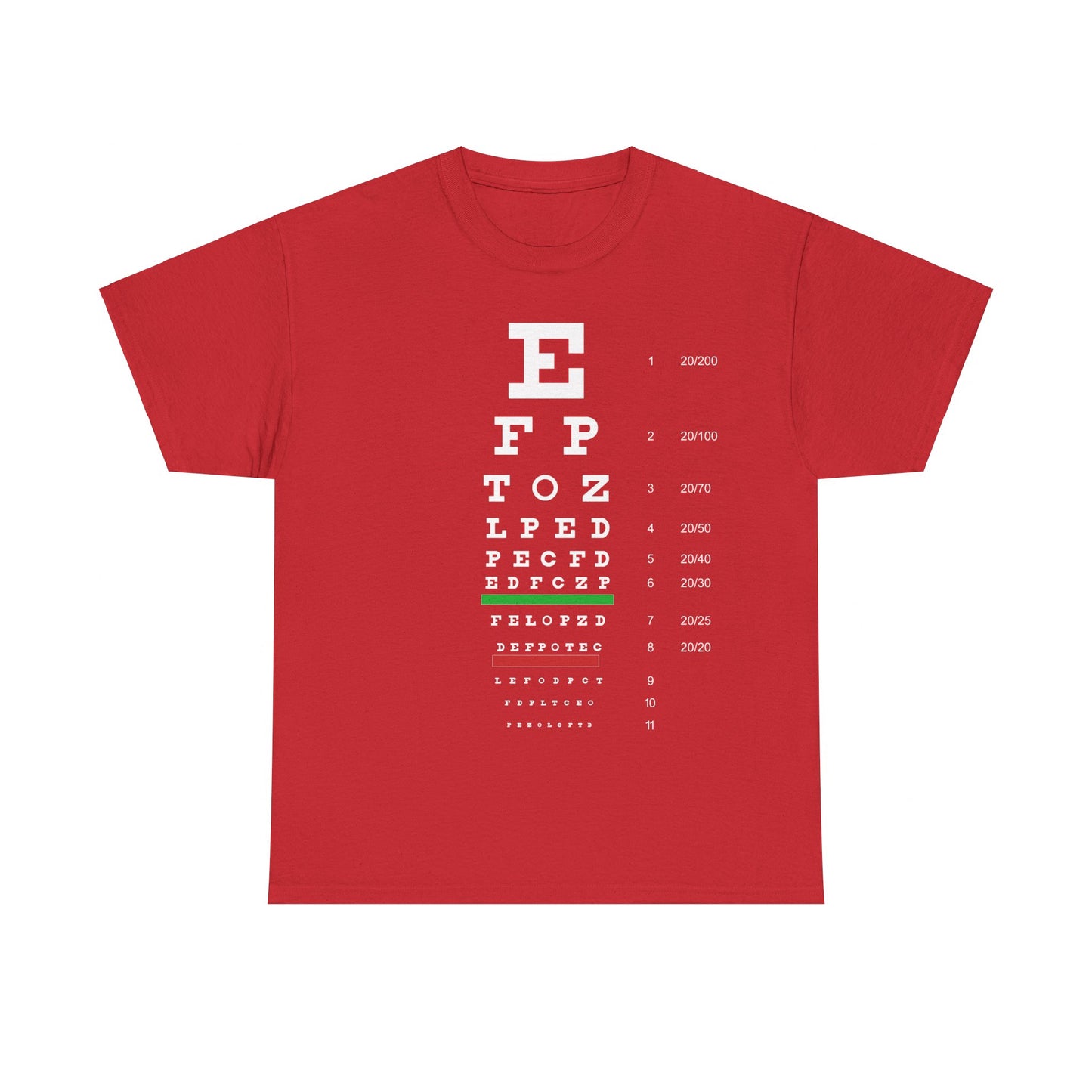 Snellen Eye Chart Unisex Graphic T-Shirt, Sizes S-5XL