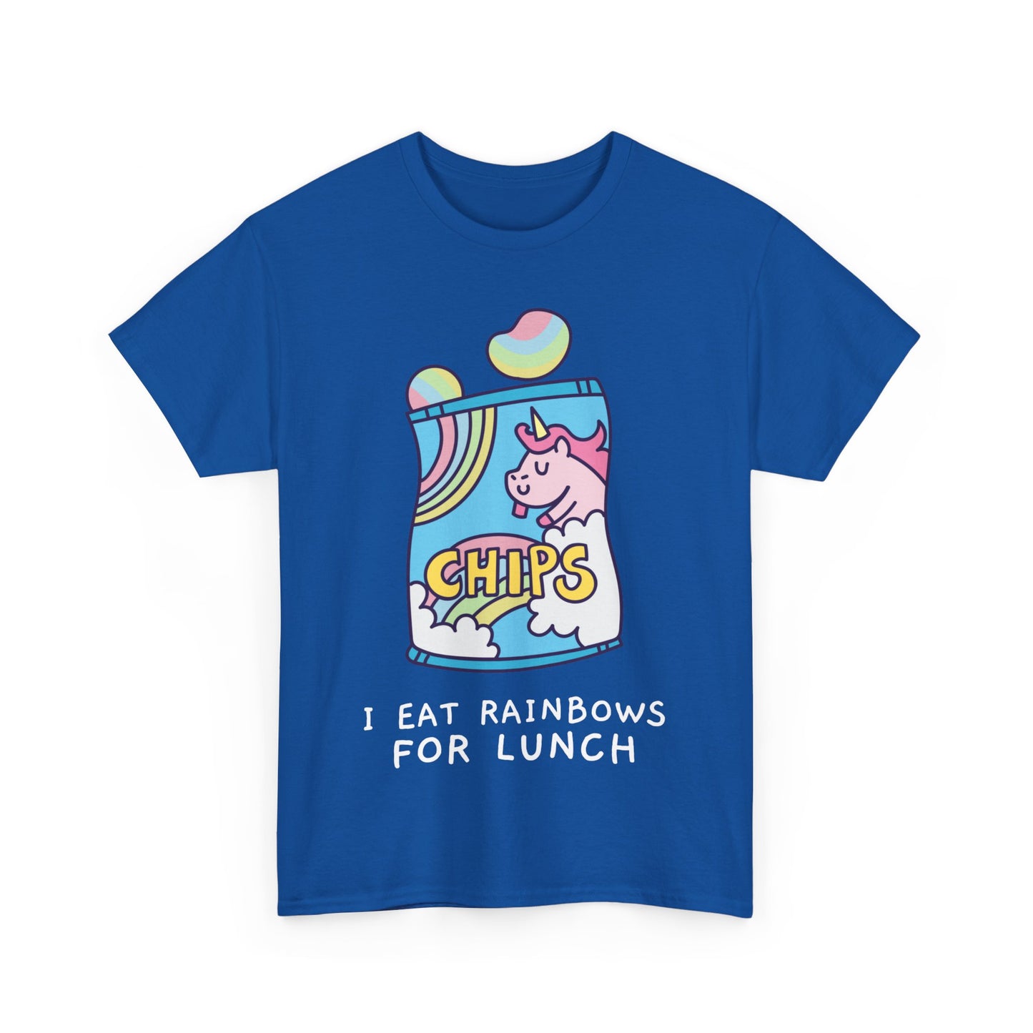 I Eat Rainbows for Lunch Unicorn Chips Unisex Graphic T-Shirt, Sizes S-5XL