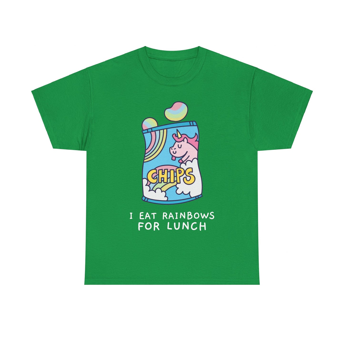 I Eat Rainbows for Lunch Unicorn Chips Unisex Graphic T-Shirt, Sizes S-5XL