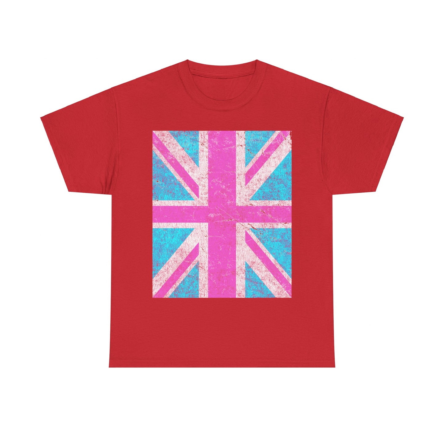 Pink Retro Union Jack Flag Unisex Graphic T-Shirt, Sizes S-5XL