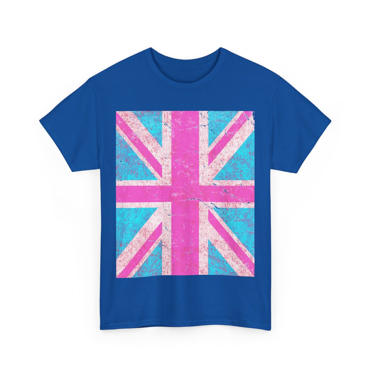 Pink Retro Union Jack Flag Unisex Graphic T-Shirt, Sizes S-5XL