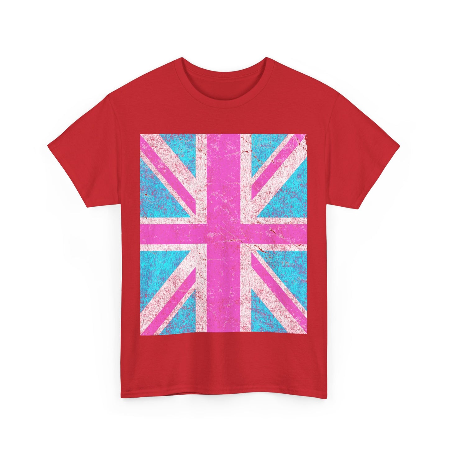 Pink Retro Union Jack Flag Unisex Graphic T-Shirt, Sizes S-5XL