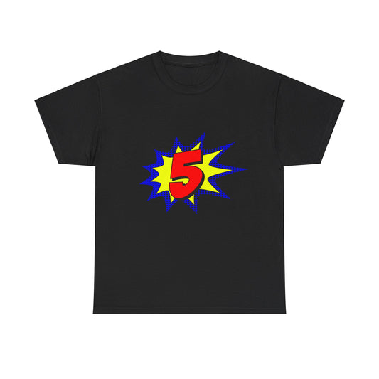 Superhero 5 Years Old Birthday Unisex Graphic T-Shirt, Sizes S-5XL