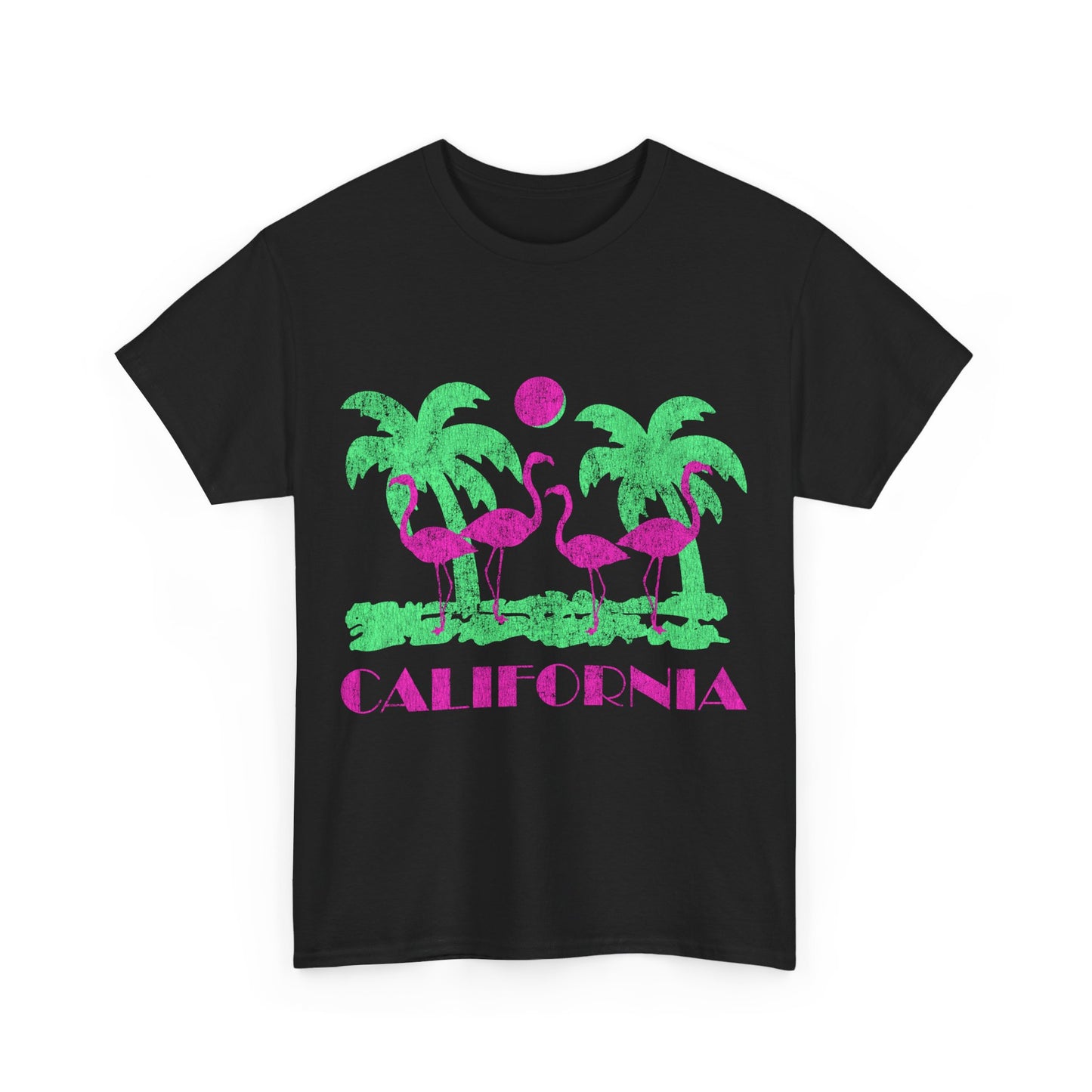 Retro California Pink Flamingos Unisex Graphic T-Shirt, Sizes S-5XL