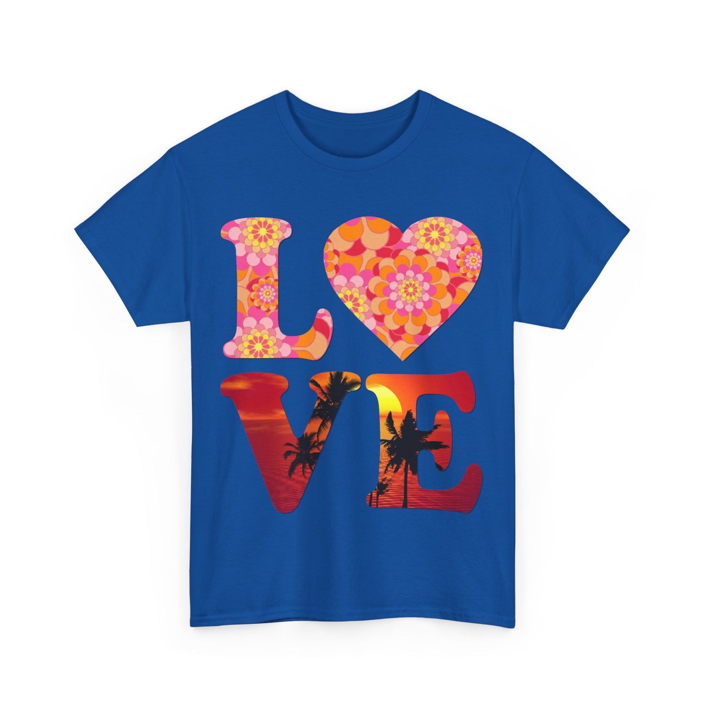 Love Floral Pattern Sunset Graphic Unisex Graphic T-Shirt, Sizes S-5XL