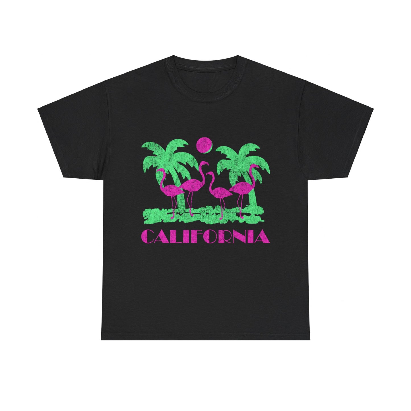 Retro California Pink Flamingos Unisex Graphic T-Shirt, Sizes S-5XL