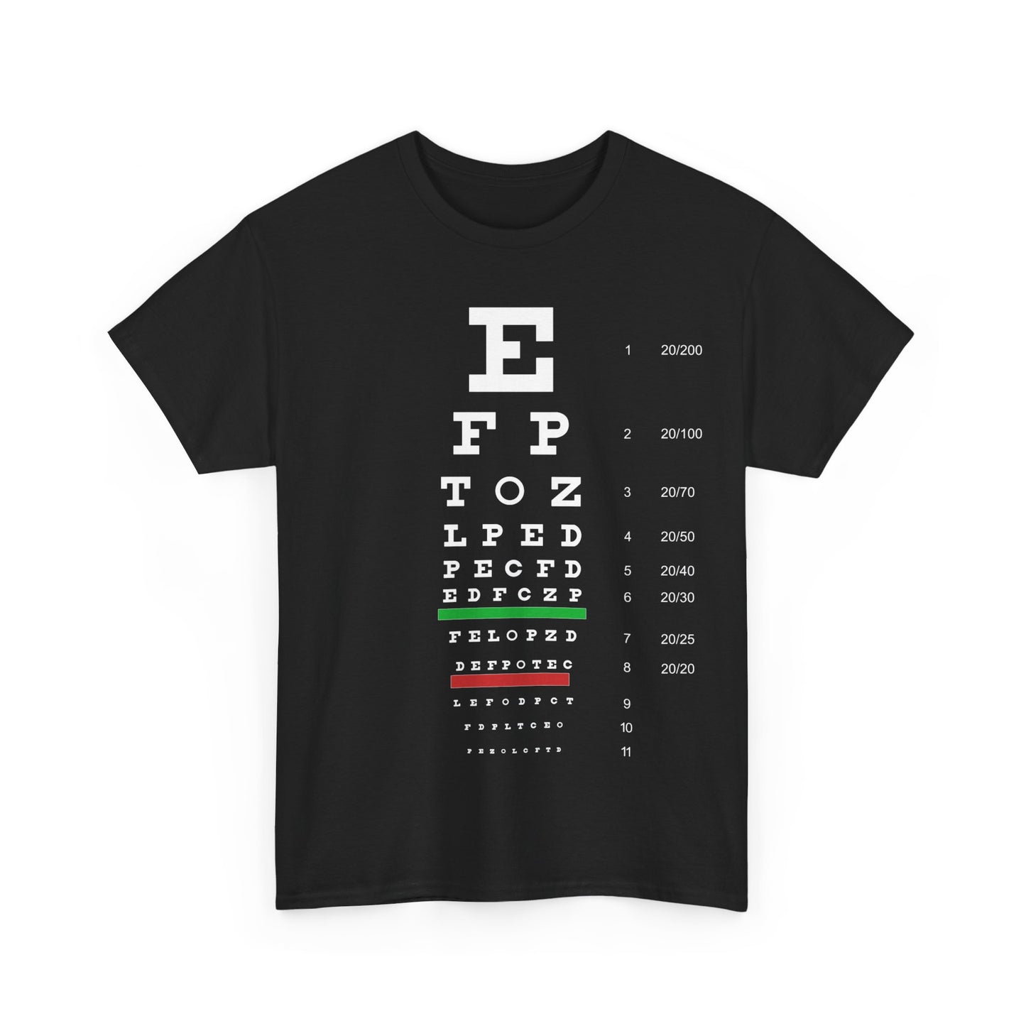 Snellen Eye Chart Unisex Graphic T-Shirt, Sizes S-5XL