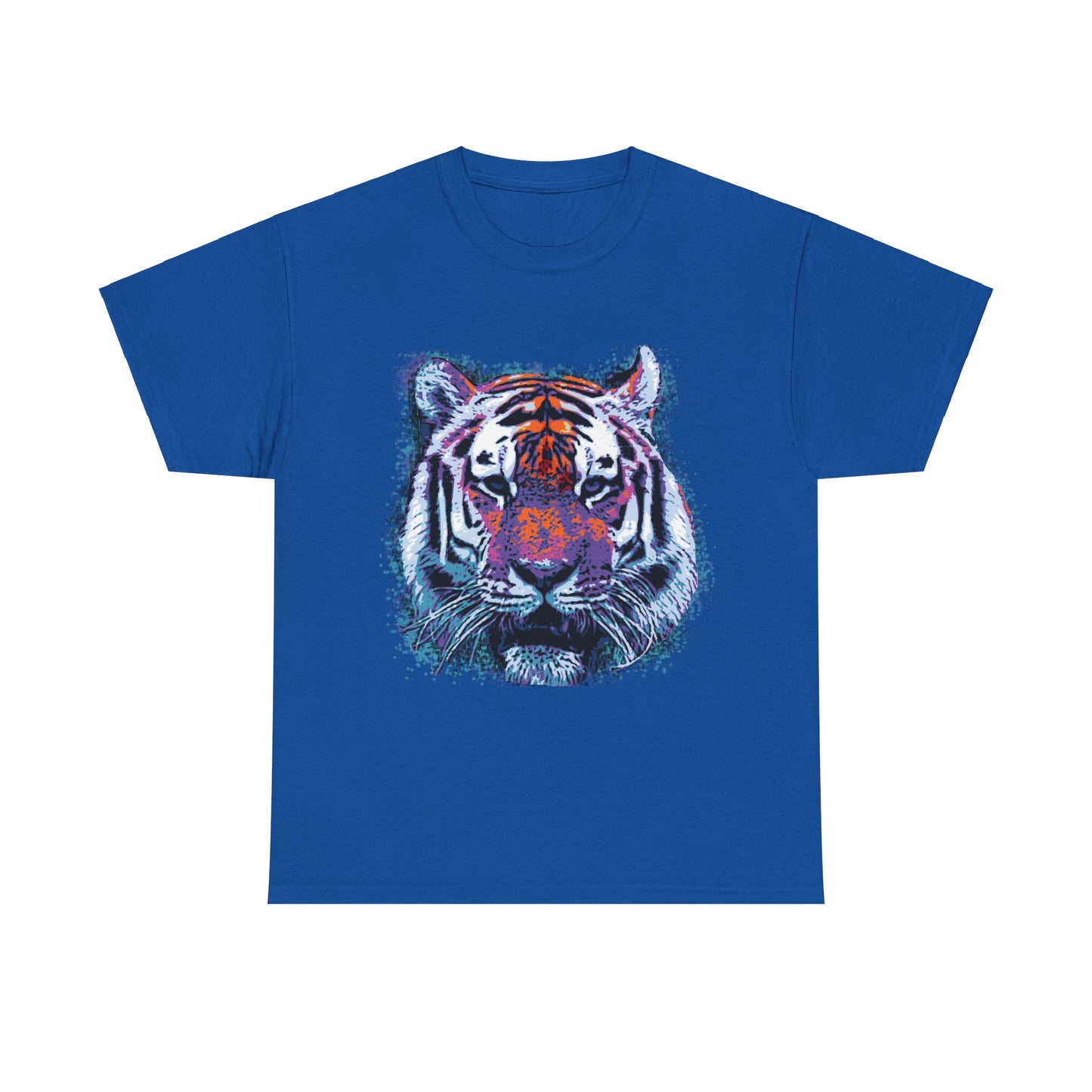 Retro 80's Tiger Face Splatter Paint Unisex Graphic T-Shirt, Sizes S-5XL