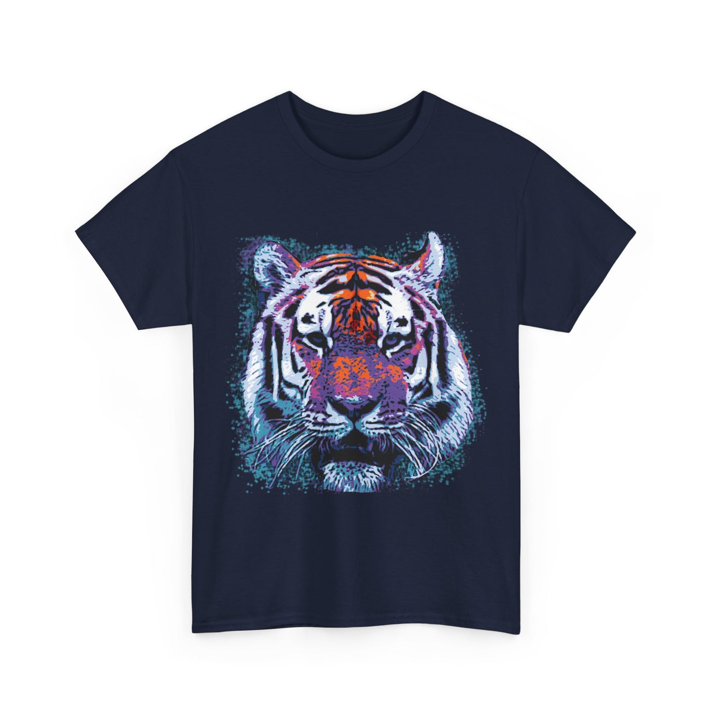 Retro 80's Tiger Face Splatter Paint Unisex Graphic T-Shirt, Sizes S-5XL