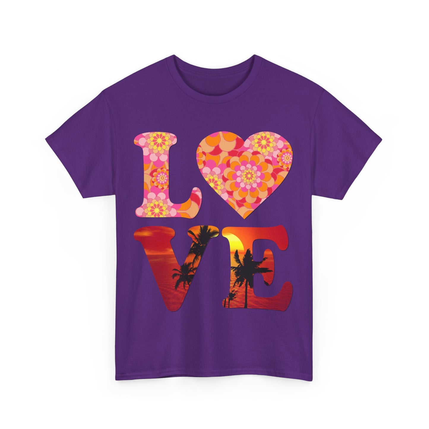 Love Floral Pattern Sunset Graphic Unisex Graphic T-Shirt, Sizes S-5XL