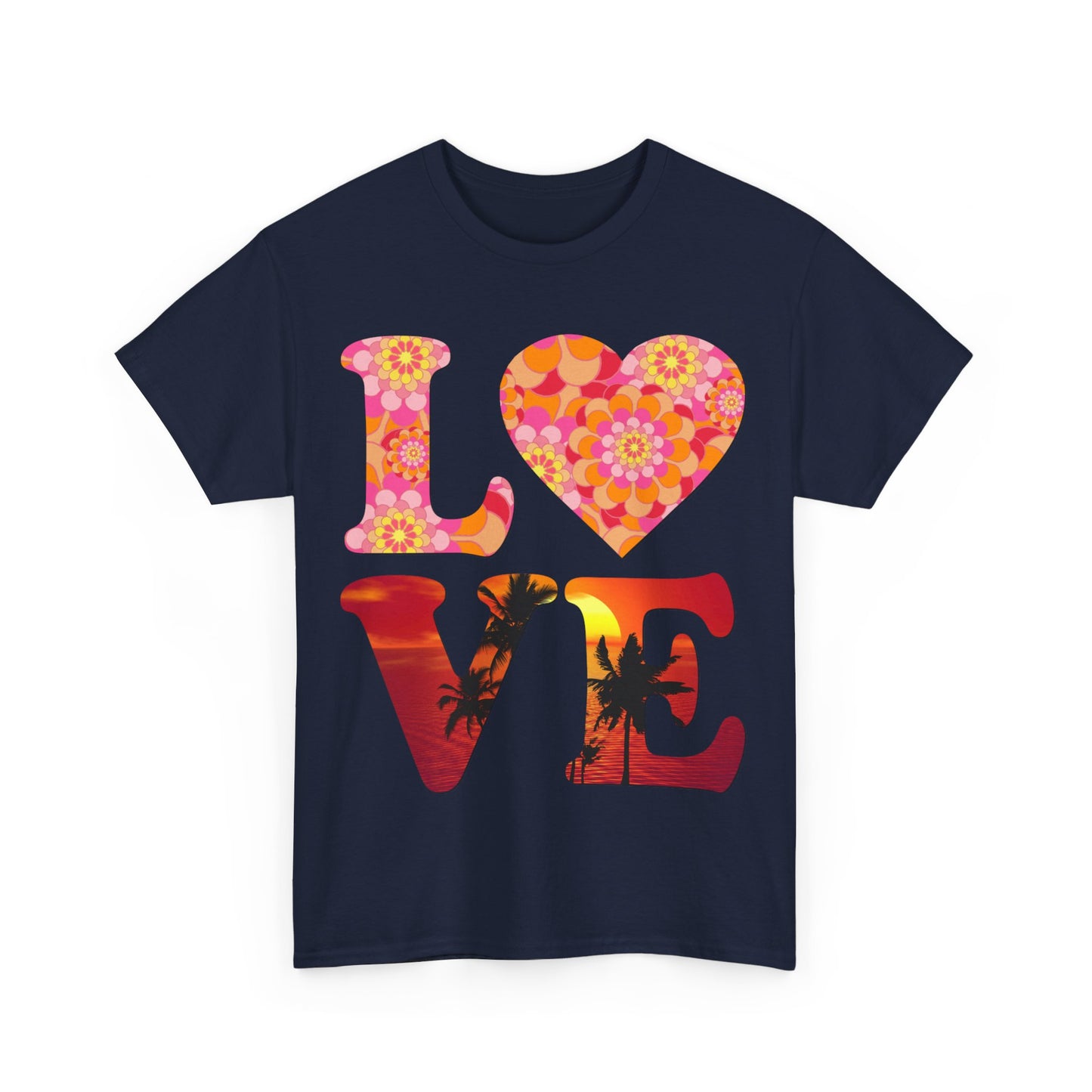 Love Floral Pattern Sunset Graphic Unisex Graphic T-Shirt, Sizes S-5XL