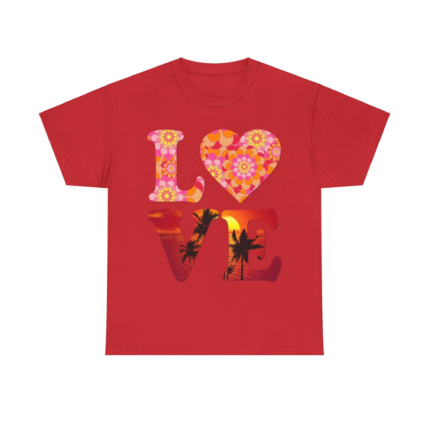 Love Floral Pattern Sunset Graphic Unisex Graphic T-Shirt, Sizes S-5XL