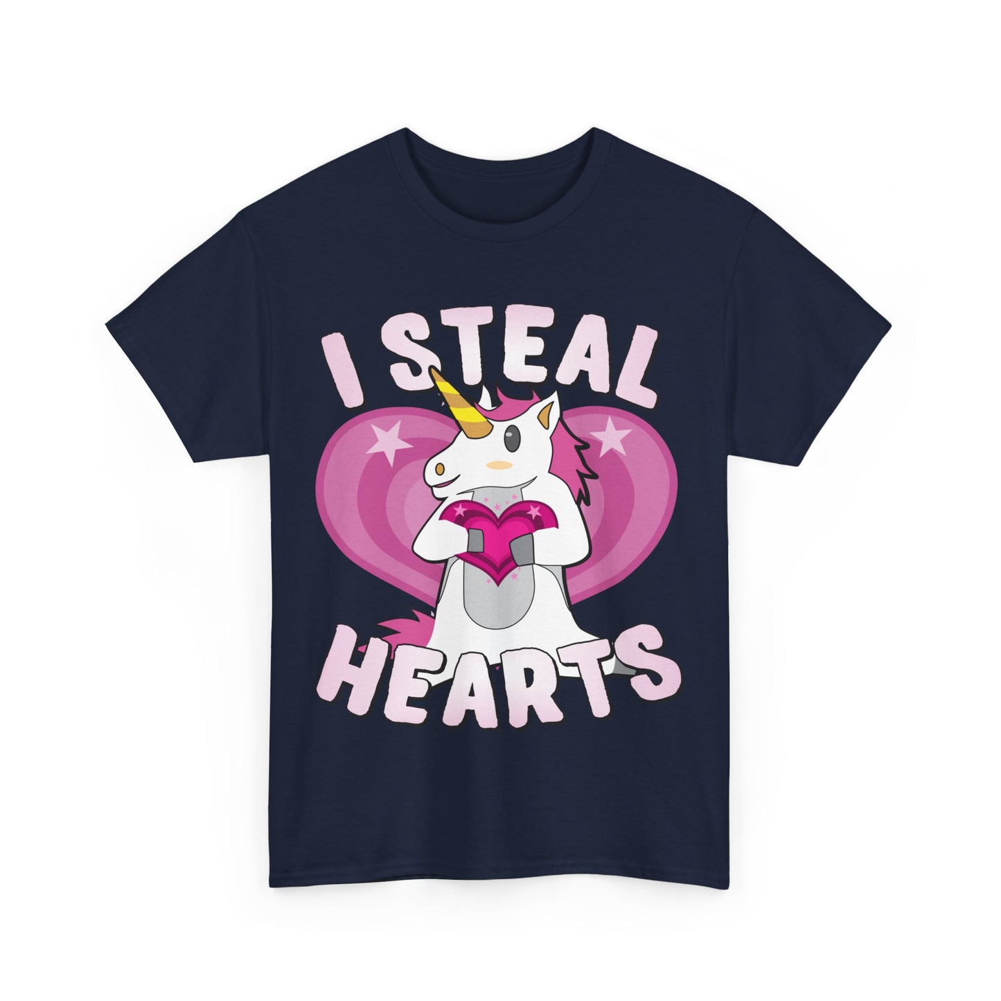 I Steal Hearts Unicorn Valentine's Day Unisex Graphic T-Shirt, Sizes S-5XL