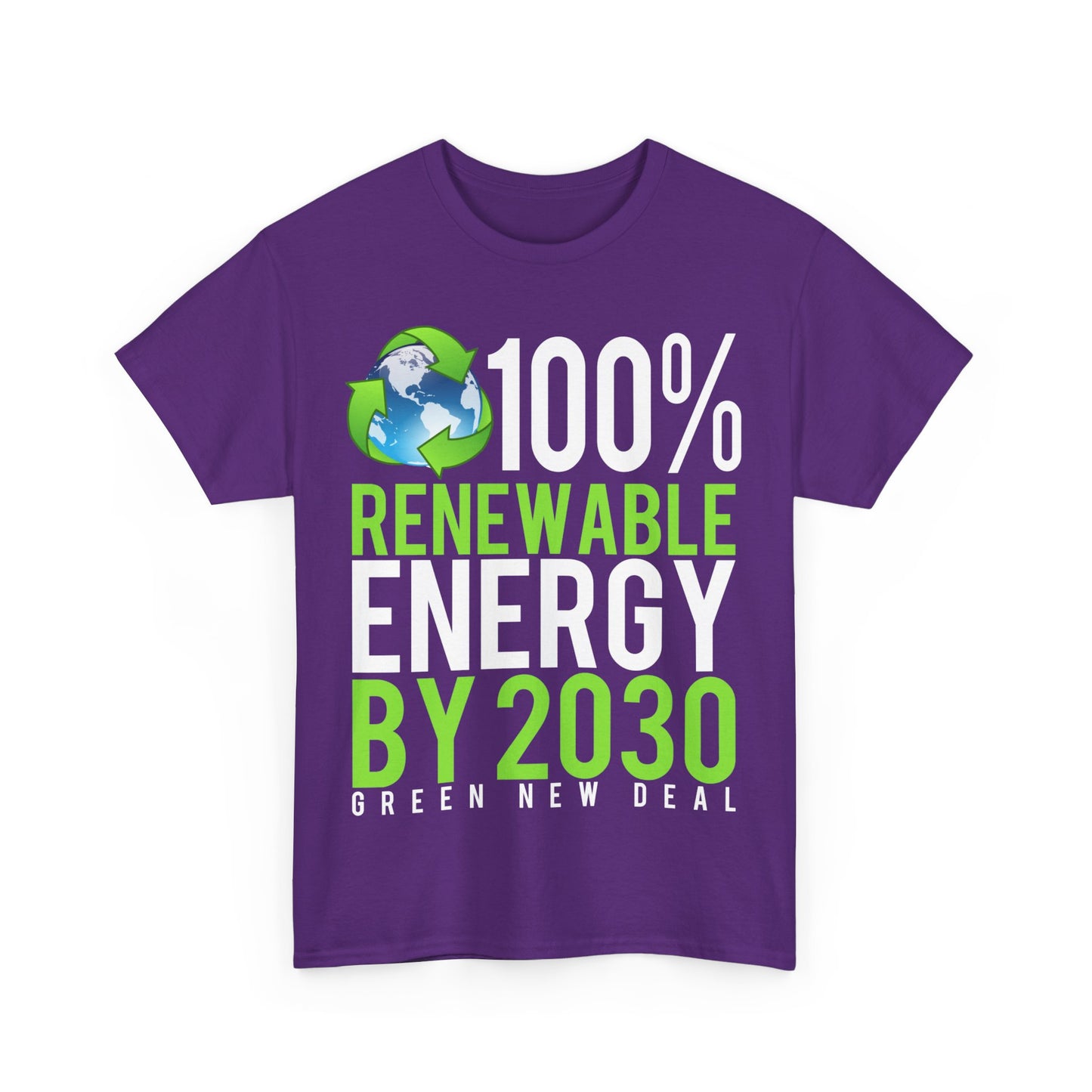 Green New Deal 100% Renewable Energy By 2030 Unisex Graphic T-Shirt, Sizes S-5XL