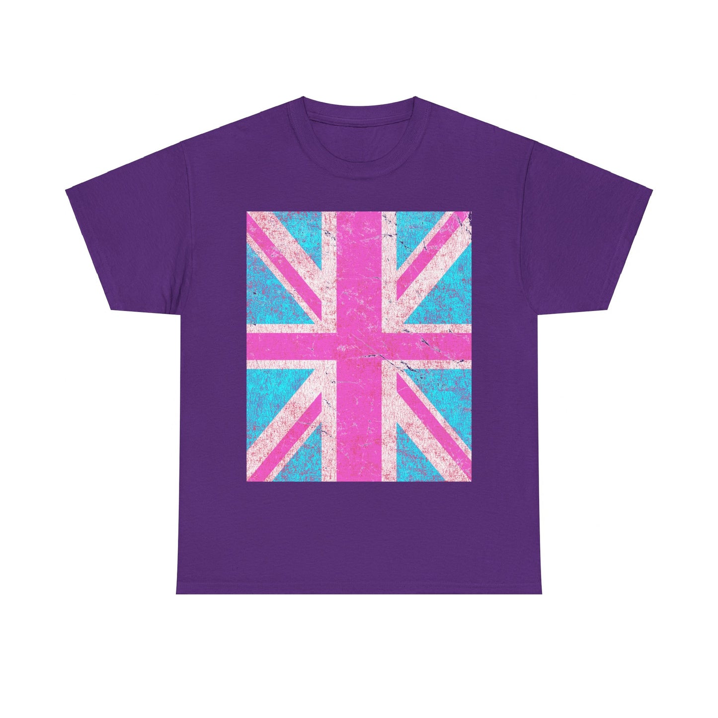 Pink Retro Union Jack Flag Unisex Graphic T-Shirt, Sizes S-5XL