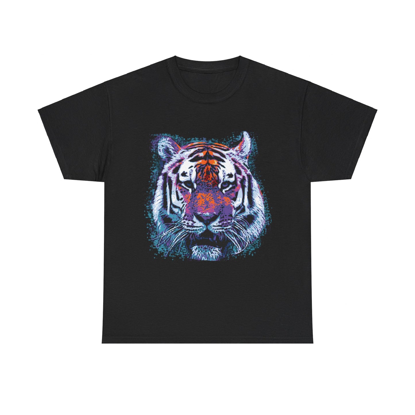 Retro 80's Tiger Face Splatter Paint Unisex Graphic T-Shirt, Sizes S-5XL