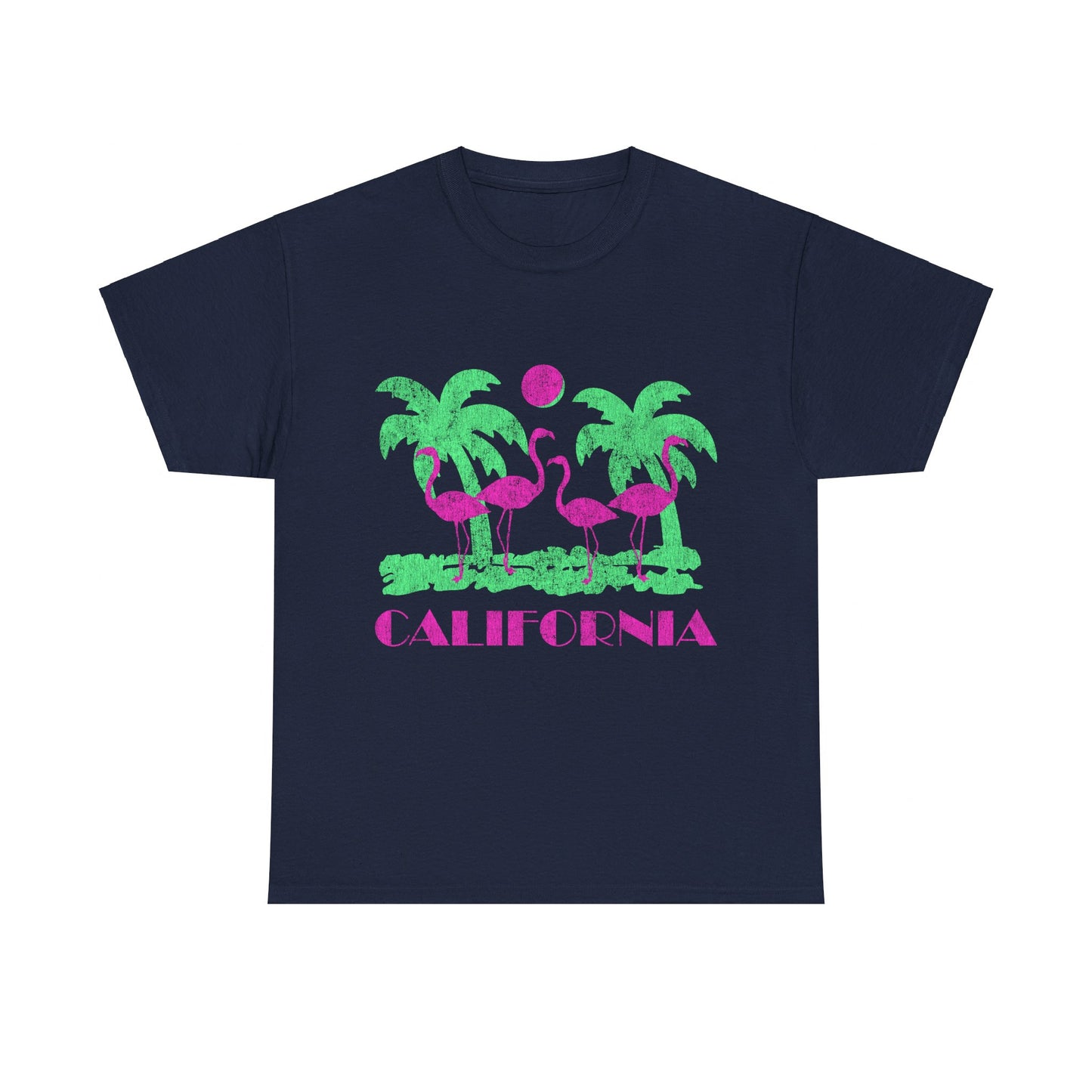 Retro California Pink Flamingos Unisex Graphic T-Shirt, Sizes S-5XL