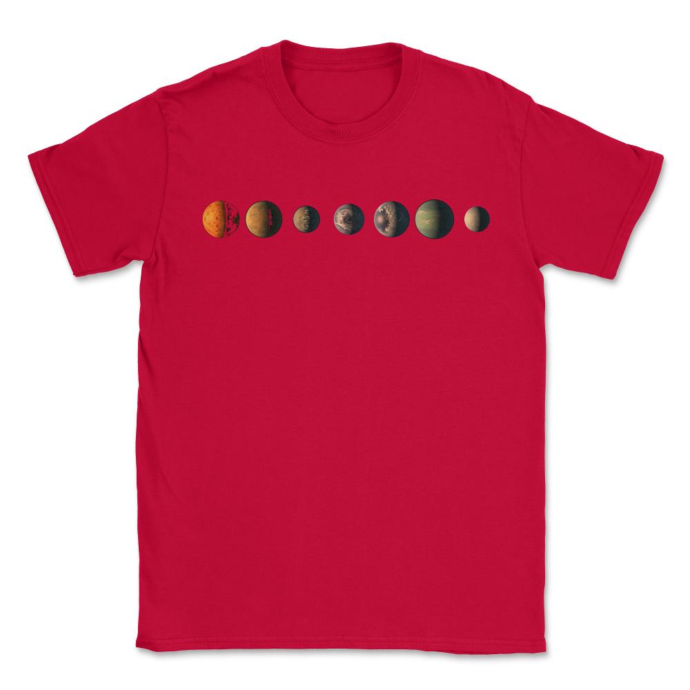 Trappist-1 7 Planet Lineup - Unisex T-Shirt - Red