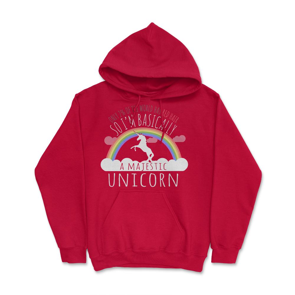 Red Hair Majestic Unicorn Funny Redhead - Hoodie - Red