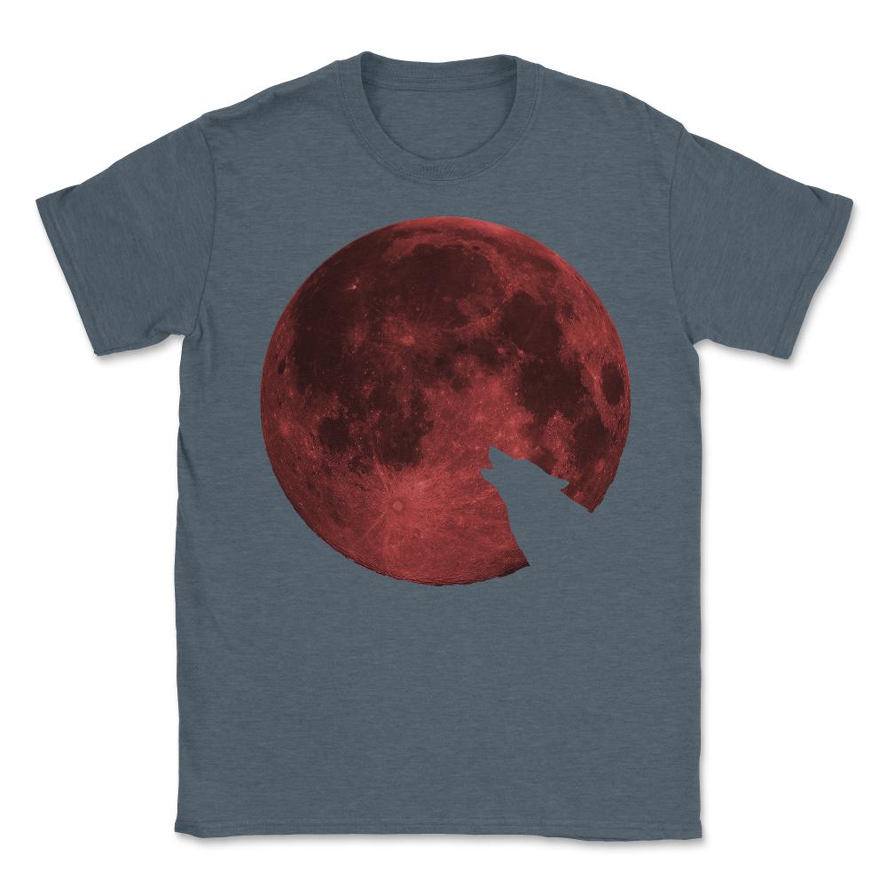 Wolf Howling Blood Moon - Unisex T-Shirt - Dark Grey Heather