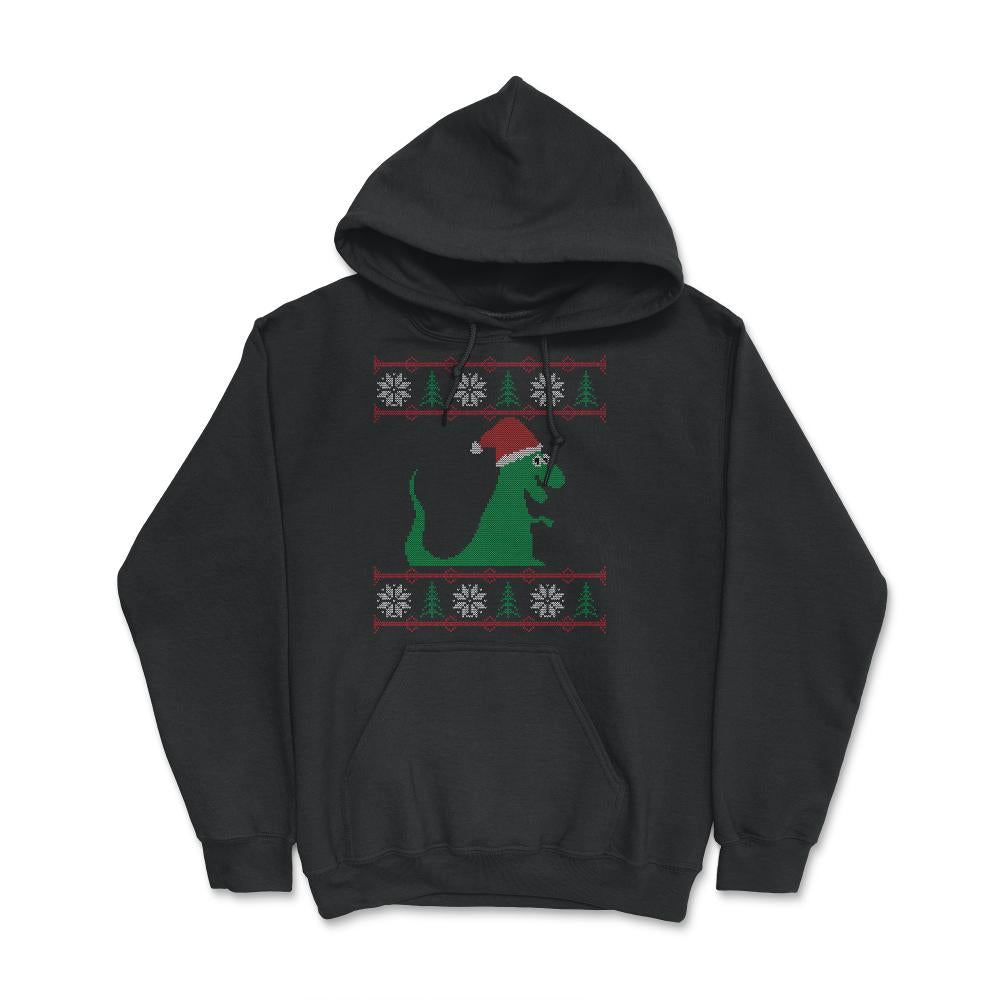 T-Rex Santa Ugly Christmas Sweater - Hoodie - Black