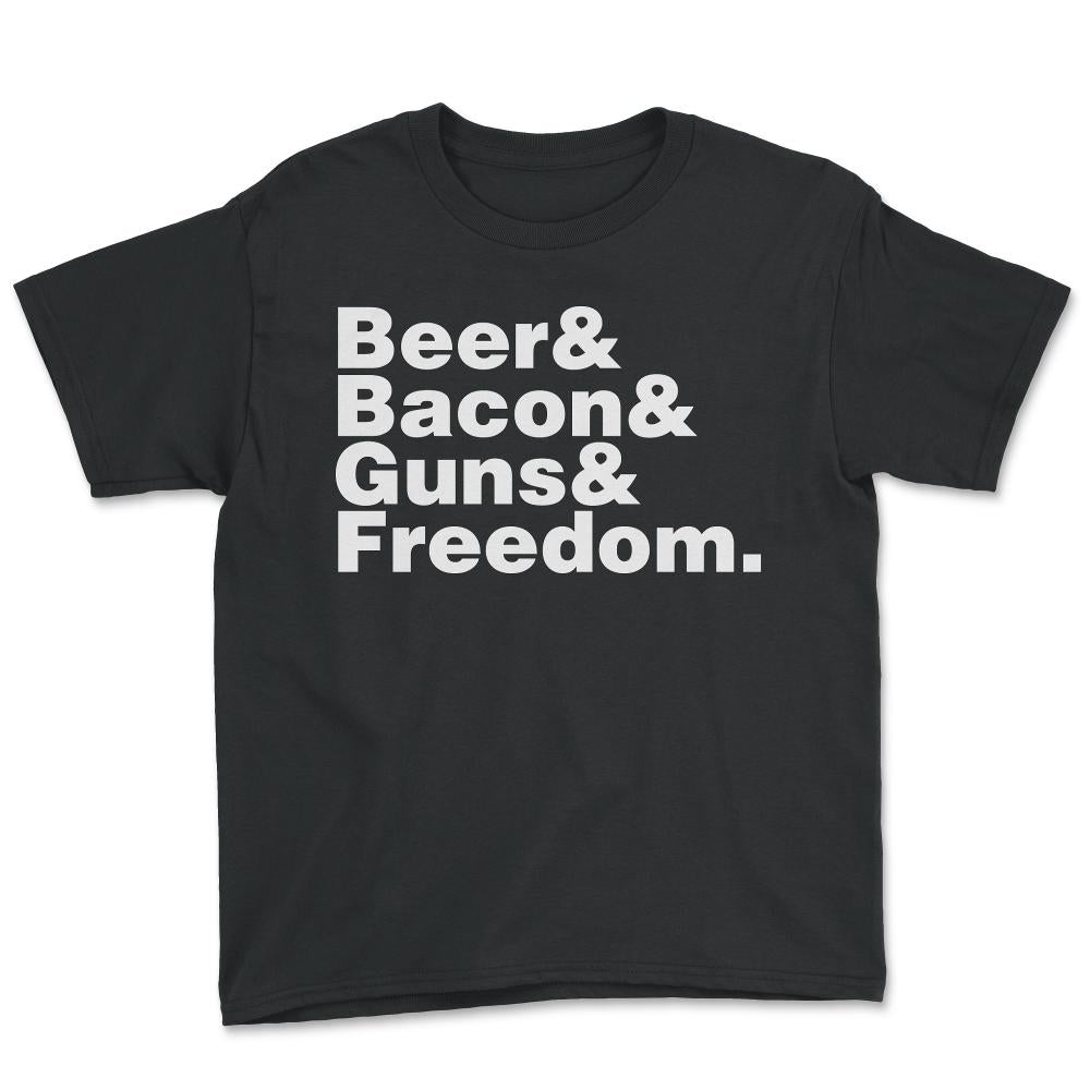 Beer Bacon Guns And Freedom - Youth Tee - Black
