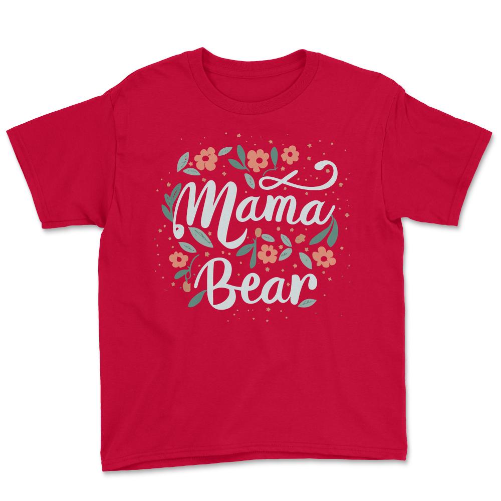 Mama Bear Floral - Youth Tee - Red