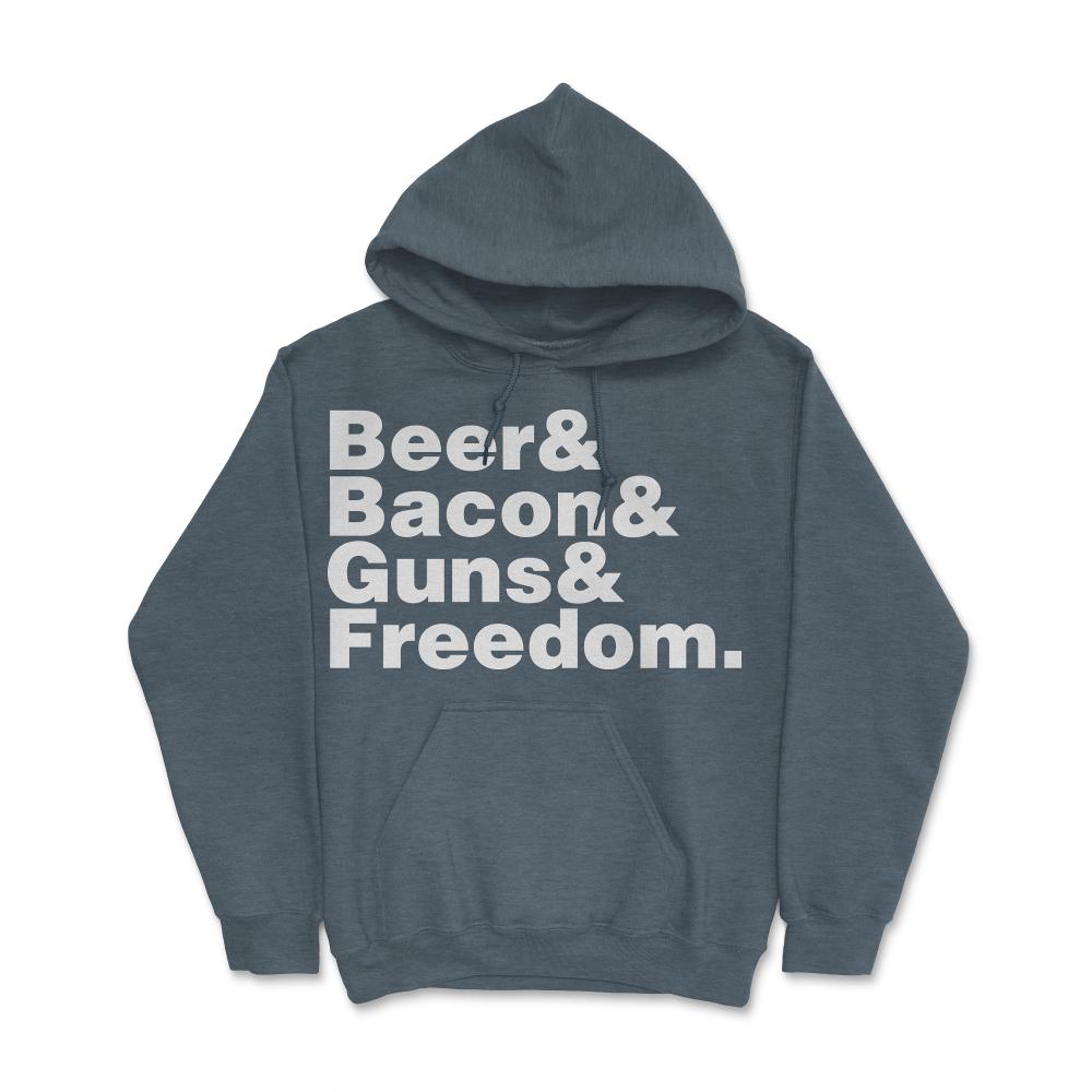 Beer Bacon Guns And Freedom - Hoodie - Dark Grey Heather