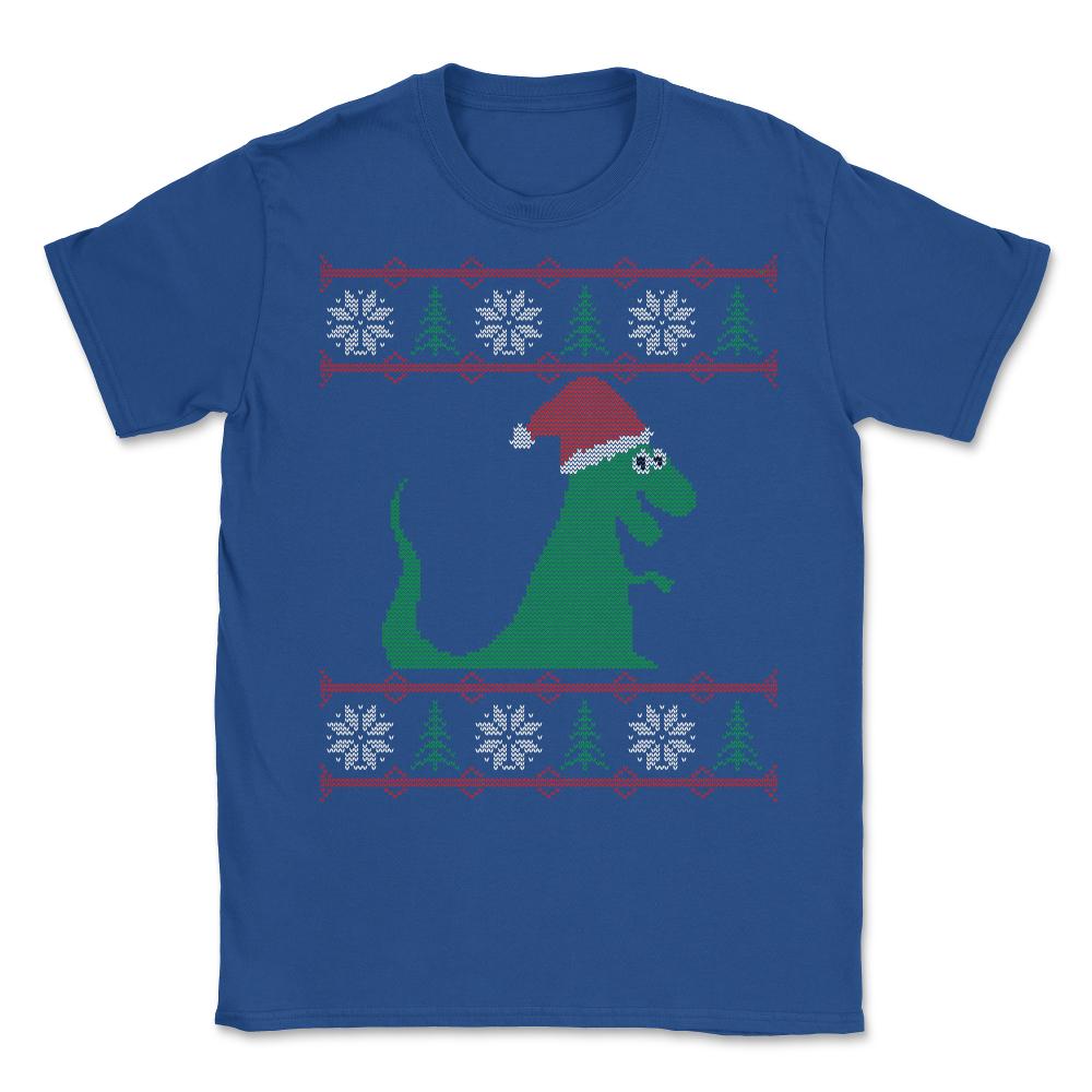 T-Rex Santa Ugly Christmas Sweater - Unisex T-Shirt - Royal Blue
