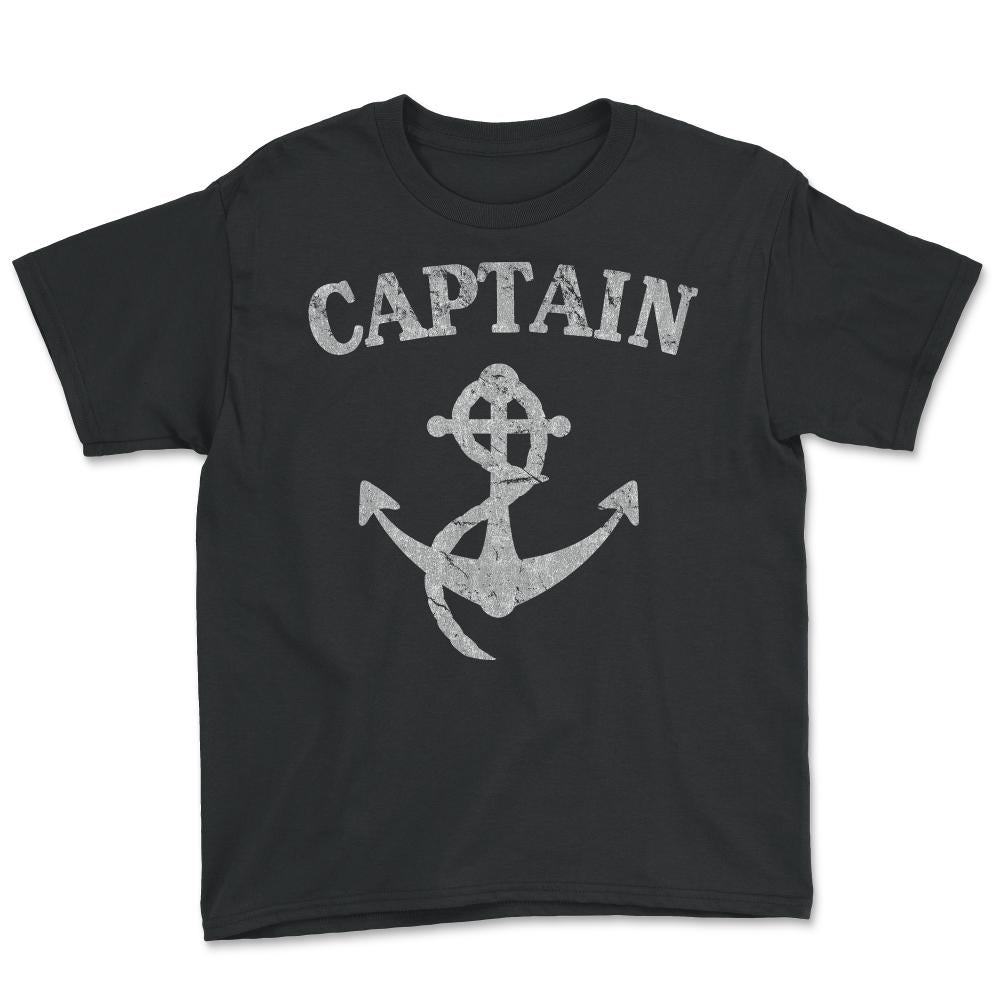 Retro Captain Of The Ship - Youth Tee - Black