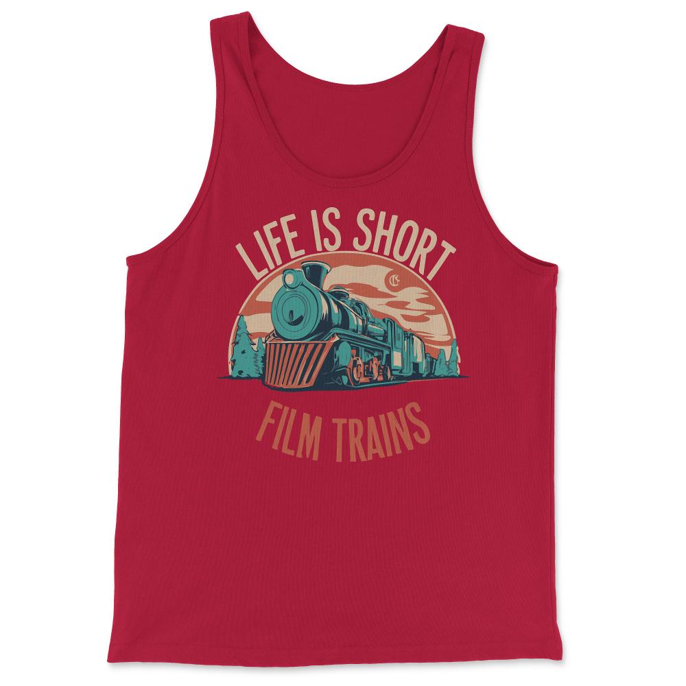 Life is Short Film Trains Railfan - Tank Top - Red