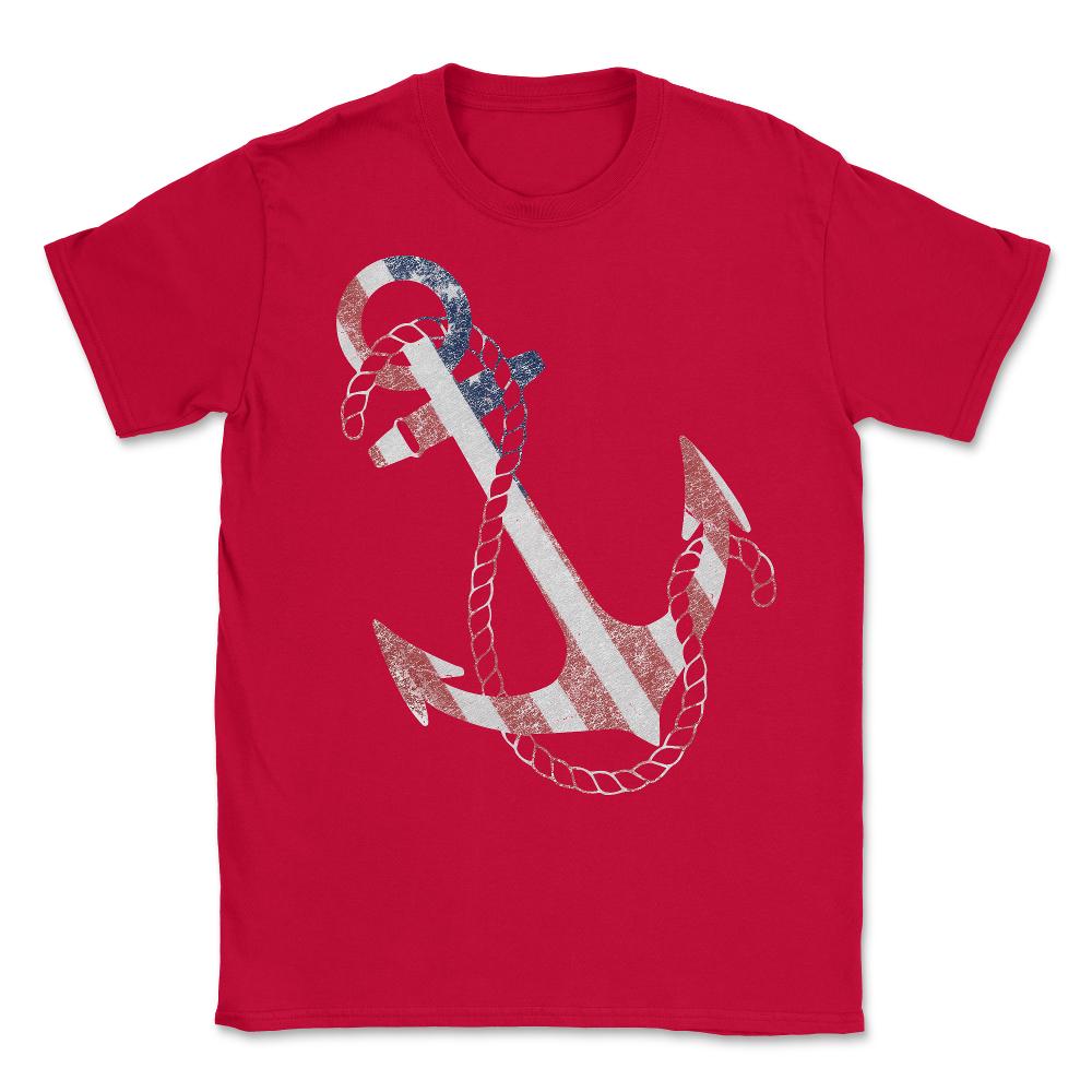 Retro USA Flag Anchor - Unisex T-Shirt - Red